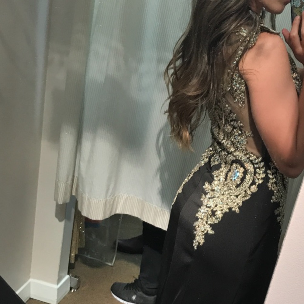 Black and gold prom dress beaded
